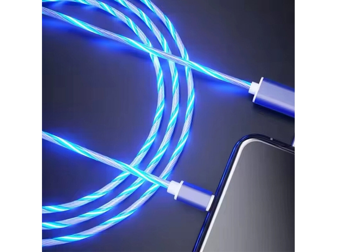 Cable Usb-a A Tipo C De 1 M/2 M Con Luz Rgb Para Cargar Teléfonos Móviles, Con Núcleo De Cobre Esta?ado Y Luz Rgb