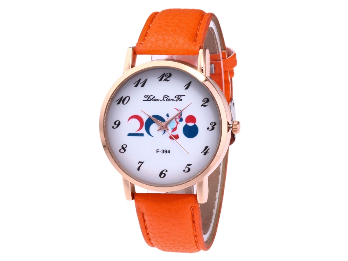 Reloj De Pareja Zhoulianfa De Cuero De Grano Lichi Correa Naranja
