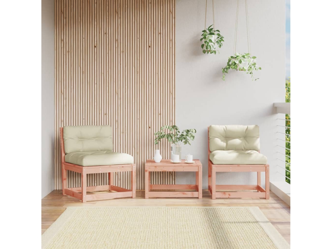 Sofás de jardín de 2 piezas con cojines de madera maciza Douglas de Lovely Home