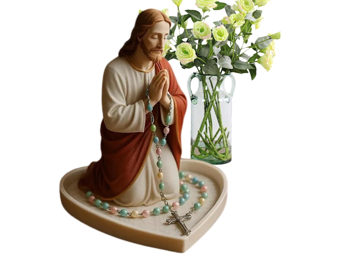 Porta Rosario Resina Imagen Virgen María Decoración Hogar Dormitorio Oficina Hombres Mujeres Parejas