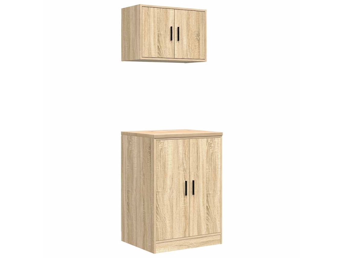 Juego de gabinetes de garaje de 2 piezas fabricado en madera de roble Sonoma, EXCLUSIVO DE MAISON