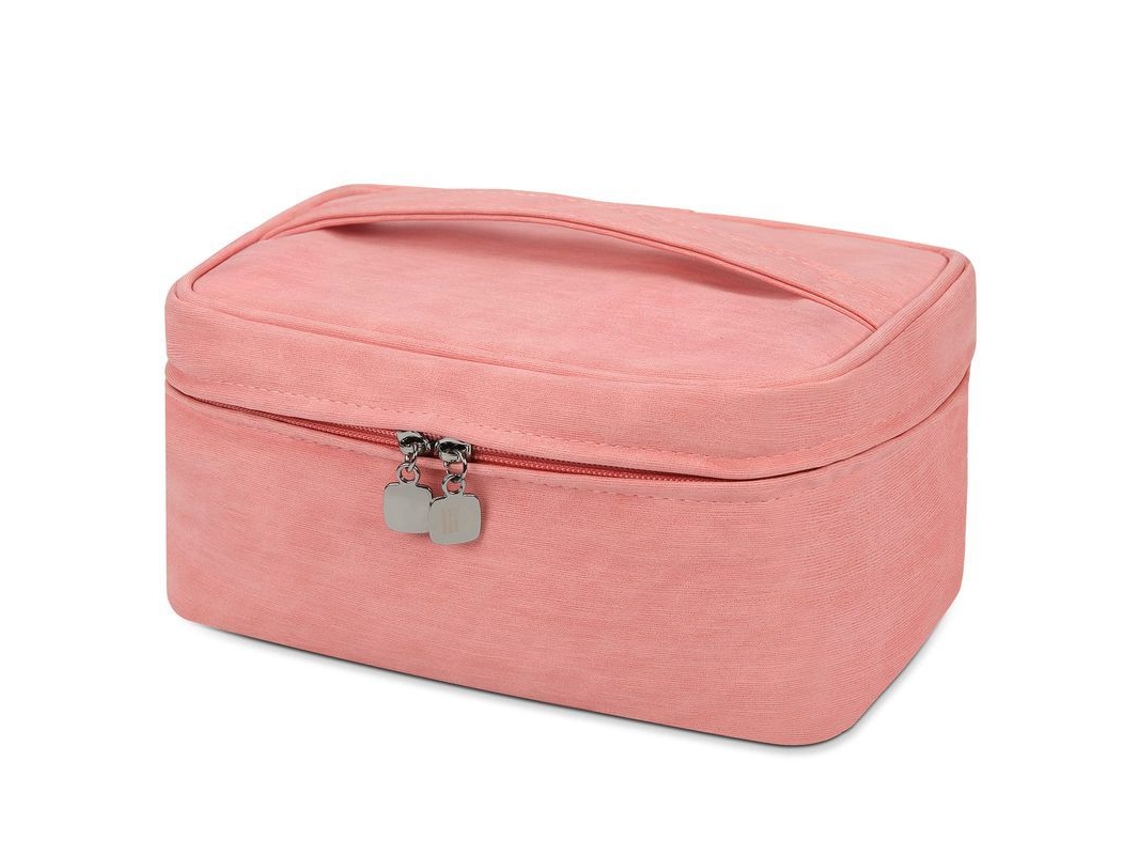 Bolsa De Maquillaje Impermeable 2 En 1 Para Viaje Con Funda Para Brochas, Rosa