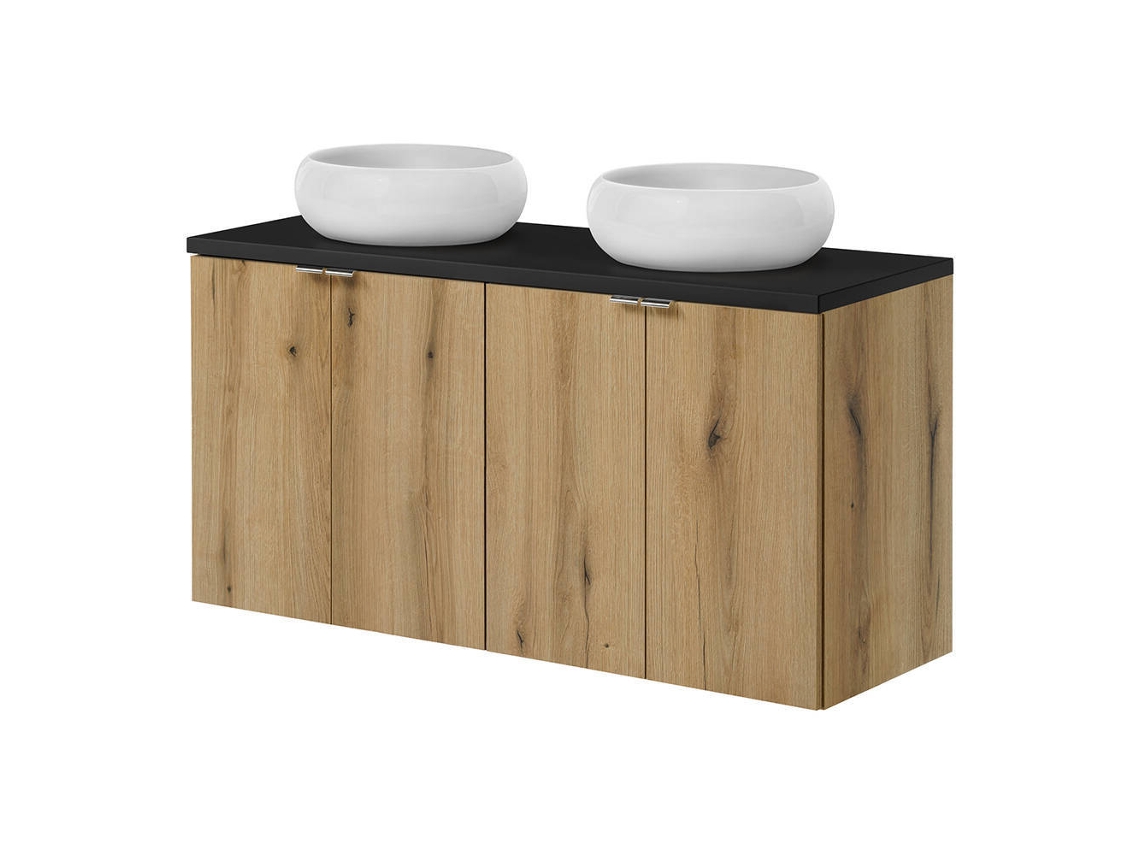 Mueble Lavabo Newport Con 4 Puertas 120 X 72 X 40 Cm Roble / Negro [EN.CASA]