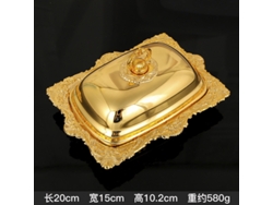 (oro) Mantequera, Plato Para Ghee, Caja Cuadrada Para Mantequilla, Tapa De Metal, Tapa De Acero