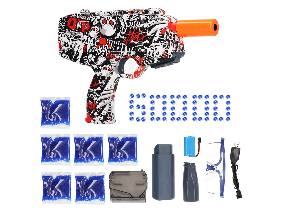 Juguete Eléctrico De Lanzamiento De Agua Para Niños, Juego De Bolas De Agua, 60.000 Perlas, Rojo Graffiti, Juguete Para Exteriores