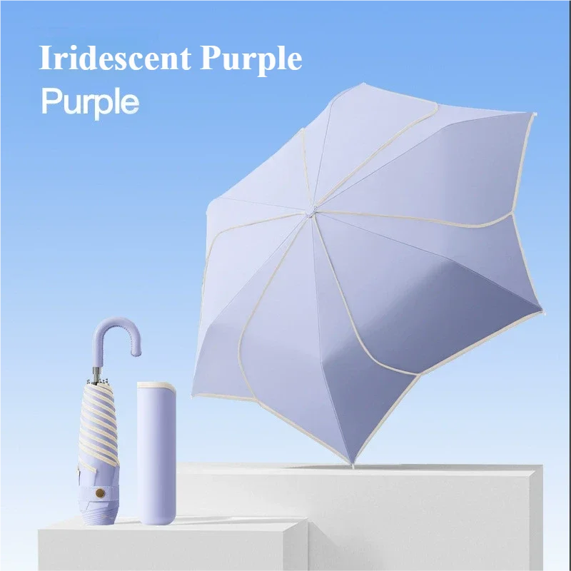 (roxo 6k) Guarda-chuva Manual Estilo Coreano Com Pétalas, Proteção Contra Sol E Chuva, Guarda-chuva Dobrável Reforçado À Prova De Vento