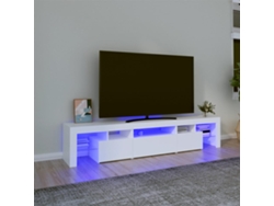 Mueble De Tv Con Luces Led Blanco 200x36,5x40 Cm