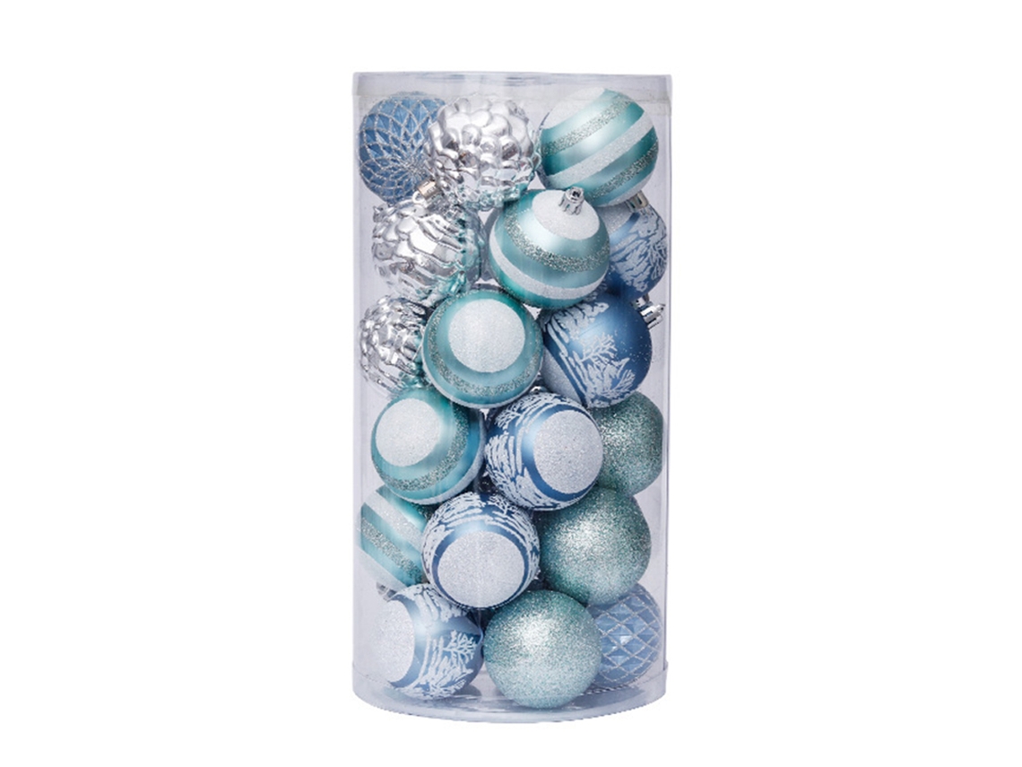 Juego de bolas navideñas pintadas con forma especial - color azul AURUM
