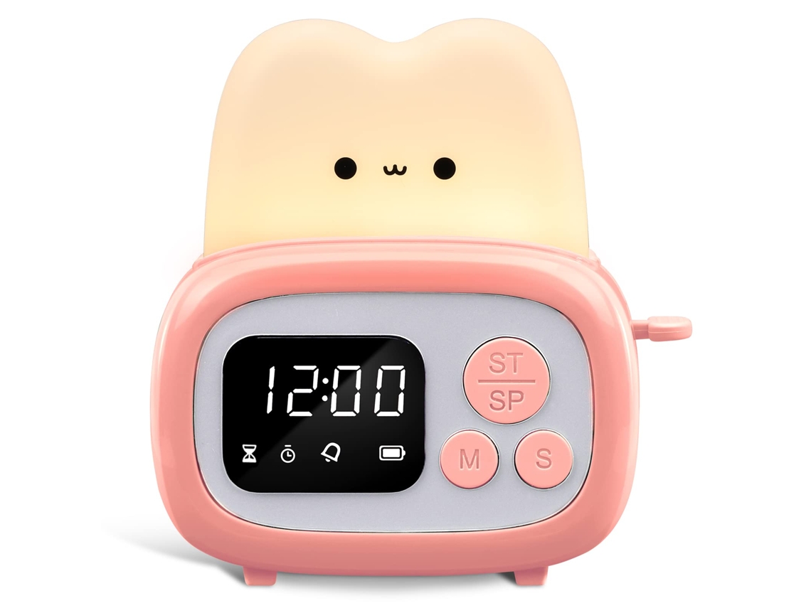 Temporizador Reloj Luz Nocturna para Niños, Tamaño de Mano Pequeña Lámpara de Reloj LED Portátil Temporizador de Escritorio para Niños para Cepillo de Dientes, Aprendizaje, IKIKSO
