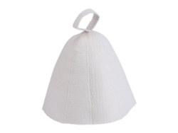 Sombrero de sauna de lana blanca de fieltro para usar en cabinas de sauna rusas con correa para colgar.