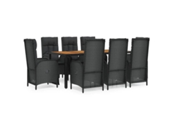 Maison Exclusive - Set De Comedor De Jardín 9 Pzas Y Cojines Ratán Sintético Negro