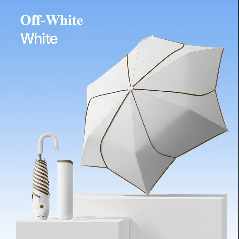(blanco 6k) Paraguas Manual Estilo Coreano Con Forma De Pétalo, Protección Contra El Sol Y La Lluvia, Paraguas Plegable Reforzado A Prueba De Viento.