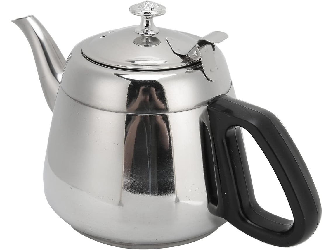Tetera de acero inoxidable con mango ergonómico, gran capacidad para toda la familia, con filtro, tetera Gokoco.