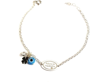 Pulsera HUGODUARTEJÓIAS Te Quiero, Madrina en Portugués (Plata - Plateado - 15 cm)