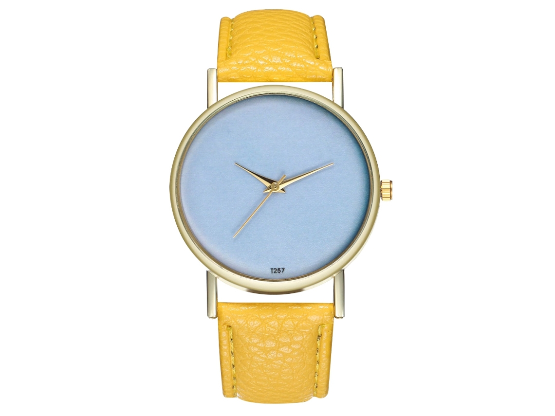 Reloj De Pulsera Analógico De Cuarzo Para Hombre/mujer, Estilo Casual, Color Amarillo.