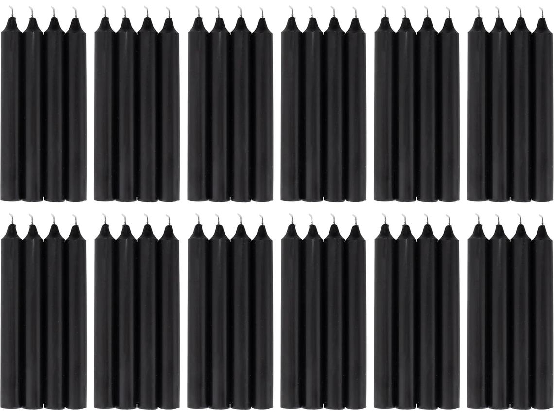 COM-FORT HOUSE- Vela de mesa Negra - Pack velas de 48 Unidades - Velas Decorativas Sin Perfume - Velas para tu Hogar