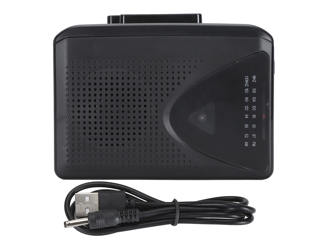 Convertidor Portátil De Casete Negro A Mp3 Con Inversión Estéreo Automática Y Conector Para Auriculares De 3,5 Mm.