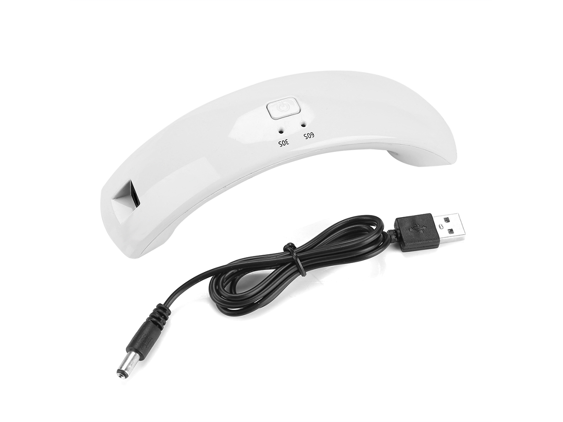 Lámpara LED UV ultraportátil con diseño de arco, 12 W, para secar esmalte de uñas y decoración de uñas - Blanca