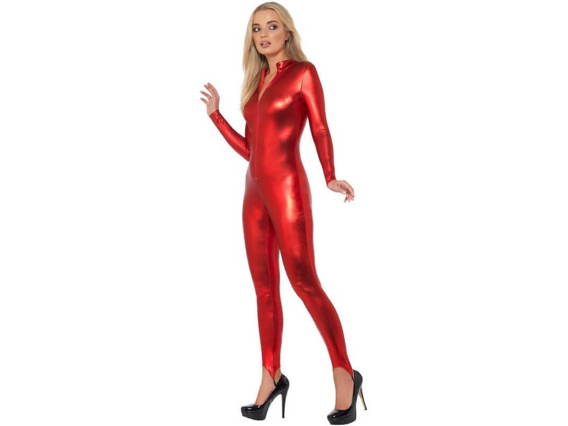 éxito electo puntada Disfraz de Mujer DISFRAZZES Mono Efecto Cuero Rojo (Talla: S - 36/38)