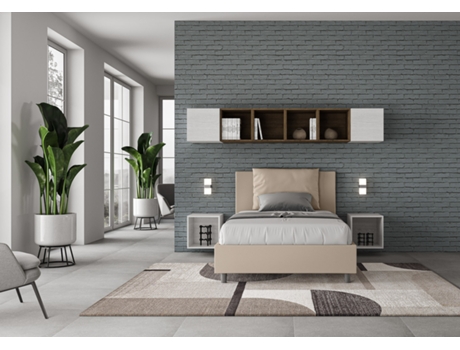 AnteaITYHOME Media cama tapizada sin somier (120 x 190 cm - Paneles de melamina y piel sintética)