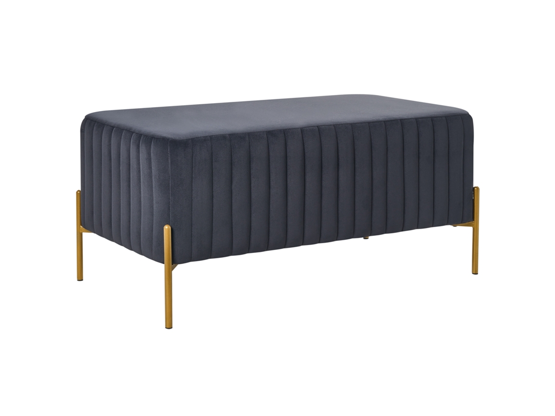 Banco Beliani Utah para salón con patas de metal, de Veludo Preto, 91x47x43