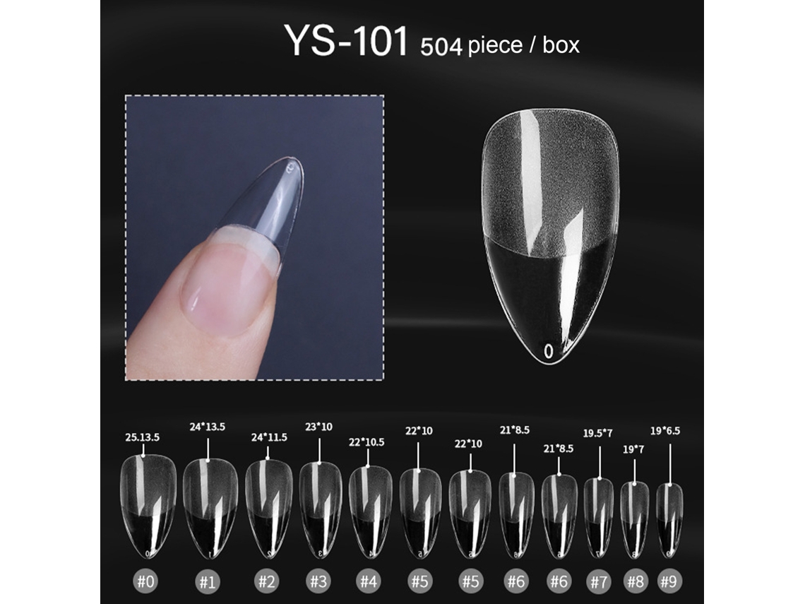 504 Uñas artificiales de extensión rápida a presión para manicura y decoración de uñas transparentes.