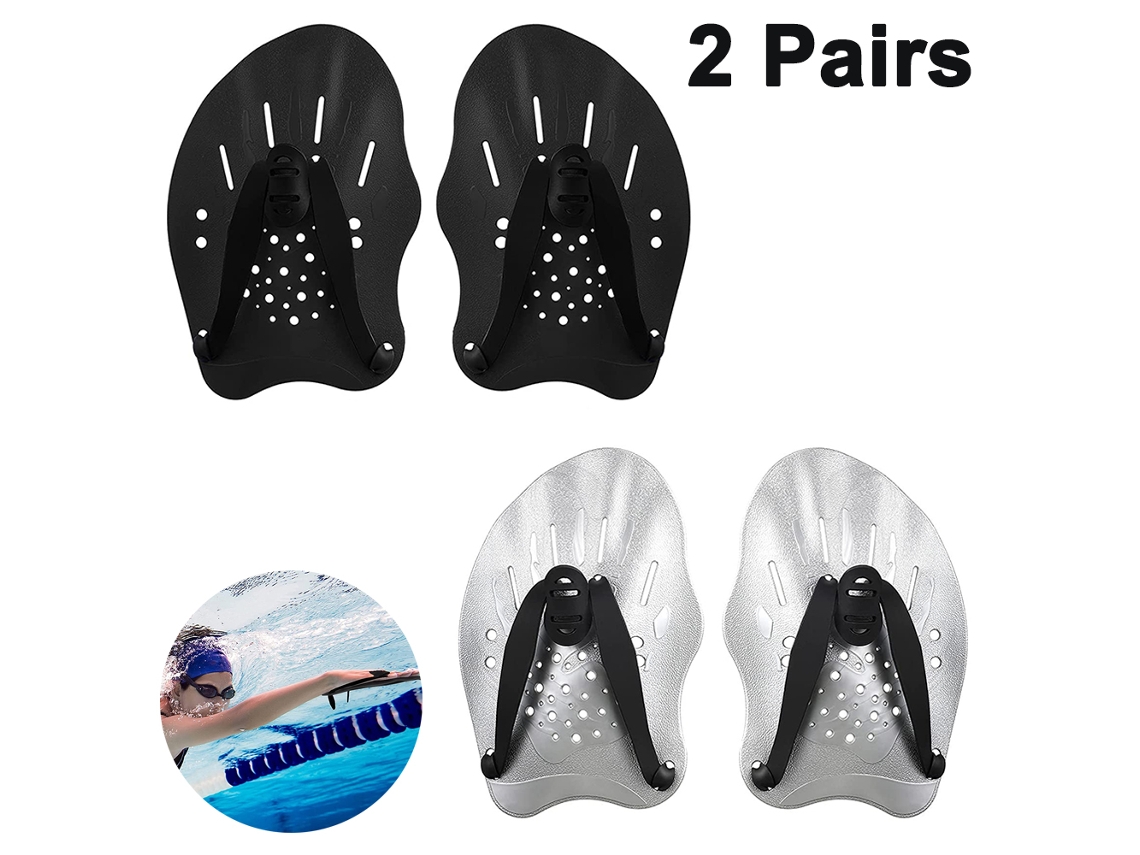 MEOIRUERY 2 Pares de Palas para Natación, Palas Ajustables para Entrenamiento de Buceo y Natación, Accesorio para Entrenamiento de Brazos en Adultos y Niños