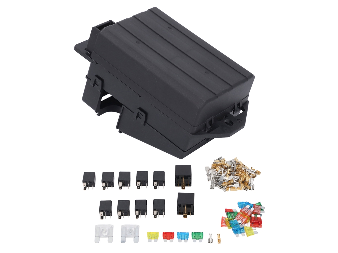 Kit De Relés Y Caja De Fusibles Con 2 Relés De 5 Pines, 9 Relés De 4 Pines Y 24 Fusibles De Lámina Para Coche O Barco.