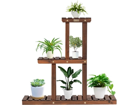 Soporte para Plantas de Madera de 3 Niveles Eestantería para Flores Estante Escalera de Macetas para Jardín Balcón Interior Exterior COSTWAY