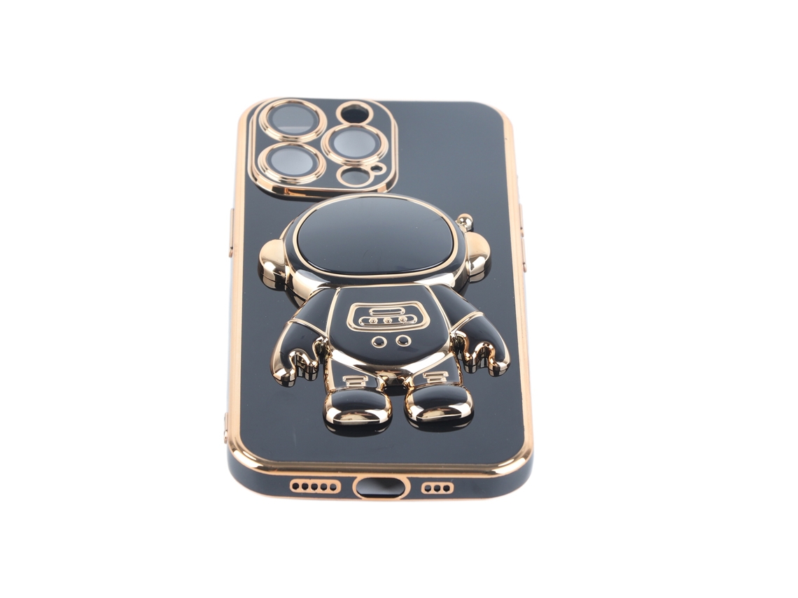 Capa Astronauta Com Suporte Escondido Eletroplating Para Iphone Com Proteção De Lente E Filme