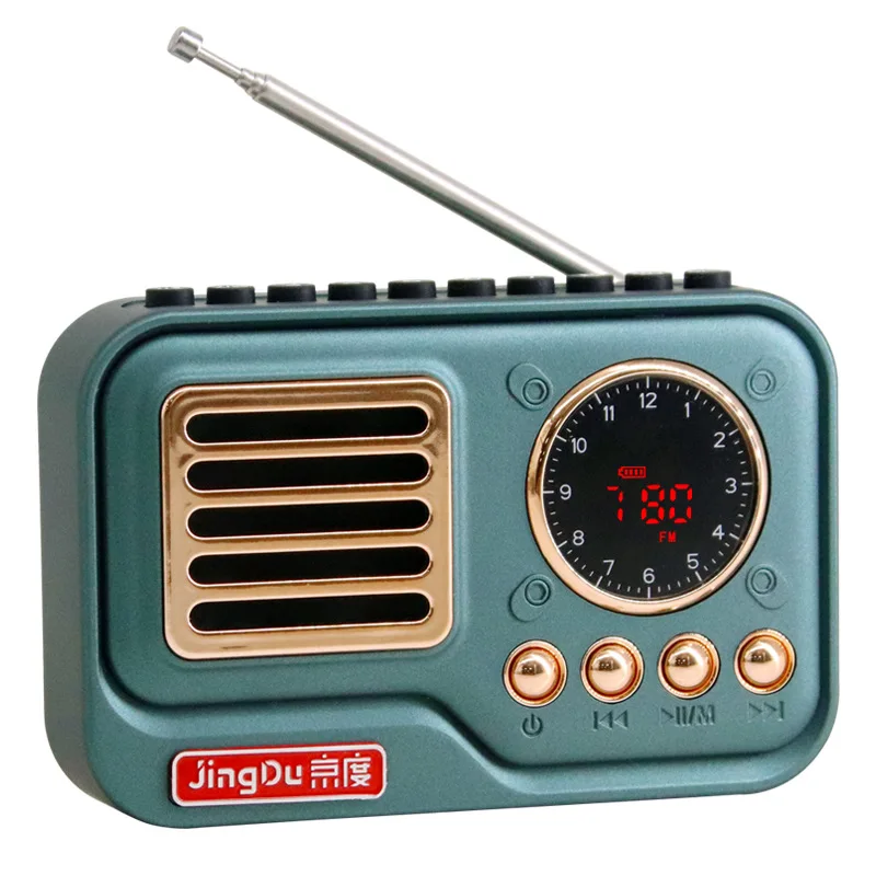 (azul) Mini Radio Fm, Pantalla Led, Altavoz Bluetooth Inalámbrico, Reproductor De Mp3, Admite Tarjeta Tf Y Unidad Flash Usb, Apagado Automático.