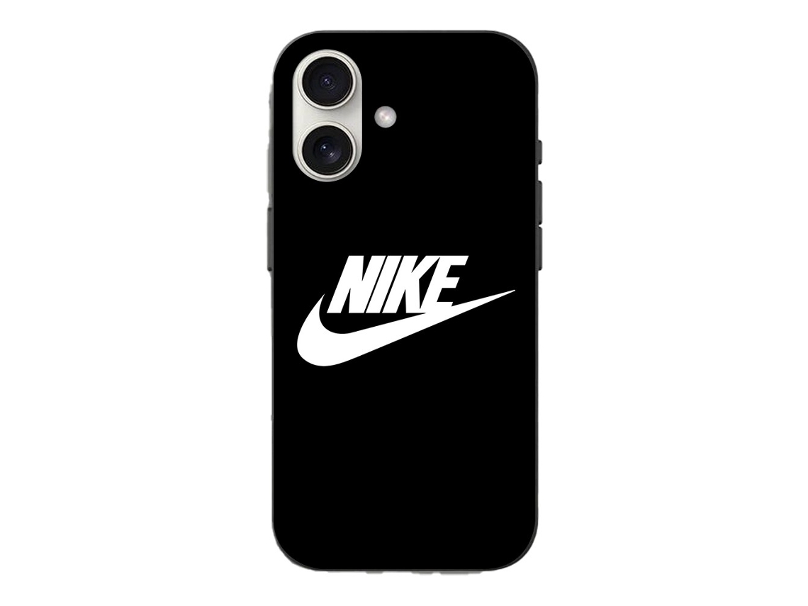 Funda Logotipo Nike Frente para iPhone 16 Plus MANIACASE Silicona Negro