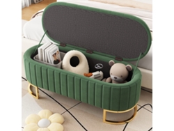 Sofá Cama Otomana Con Almacenamiento, Terciopelo Verde, 120x40cm