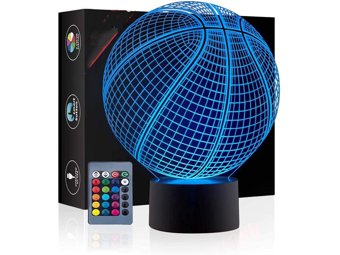 1 Luminária de Mesa de Plástico em Forma de Bola de Basquete Versão Usb com Controle de Toque