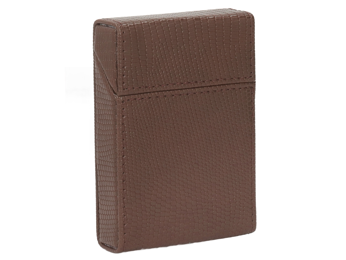Estuche Para Cigarrillos De Hombre, 20 Unidades, Tamaño Mediano, Portátil, Estilo Sencillo, Material Pu, Color Café.