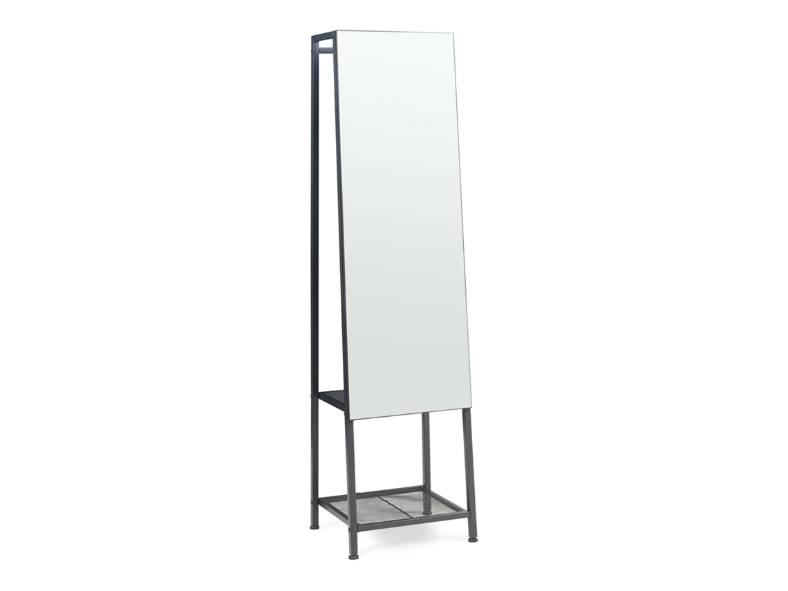 Espejo de cuerpo entero 2 en 1 Klilbojle con 2 estantes 160x40x35cm Negro [EN.CASA]