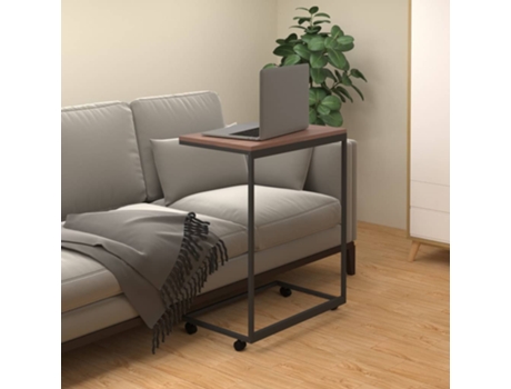 MAISON EXCLUSIVE Mesa auxiliar con ruedas de contrachapado negro 55x35x70 cm