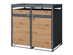Cobertizo de exterior ML-Design para 2 cubos de basura 240L antracita con aspecto alerce