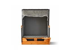 Silla Playera Relaxdays Para Perros, Ratán, Con Comedero, Sillón Con Dosel, 95x75x65 Cm Jardín/terraza, Madera, Gris