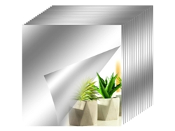 18 Pegatinas Decorativas Cuadradas Autoadhesivas Plateadas Para Espejos De 15x15 Cm Para Baño, Sala De Estar Y Dormitorio.