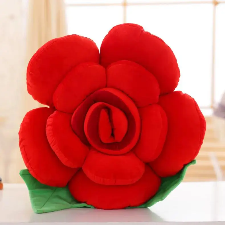 (rojo, 30 Cm) Cojín De Sofá Grande Con Forma De Rosa, Peluche, Almohada Decorativa Floral.