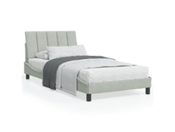 Cama Con Colchón Terciopelo Gris Claro 100x200 Cm