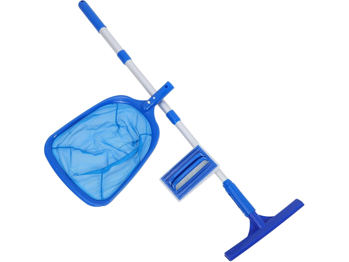 Kit De Limpieza De Piscinas Inoomp Con Pértiga Telescópica, Cepillo De Goma, Esponja Y Skimmer: Solución De Limpieza