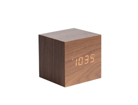 Reloj despertador de chapa de madera KARLSSON Mini Cube LED