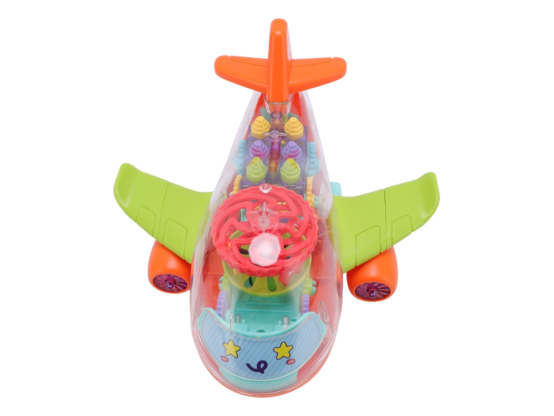 Dan26-juguete De Avión Eléctrico Para Niños Con Engranaje Transparente, Música Y Luces, Modelo De Avión Simulador Universal