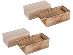 Juego 4 Cajas Madera Carbón Guardar Joyas Compactas Estilo Antiguo Compartimentos Prácticos Contenedores