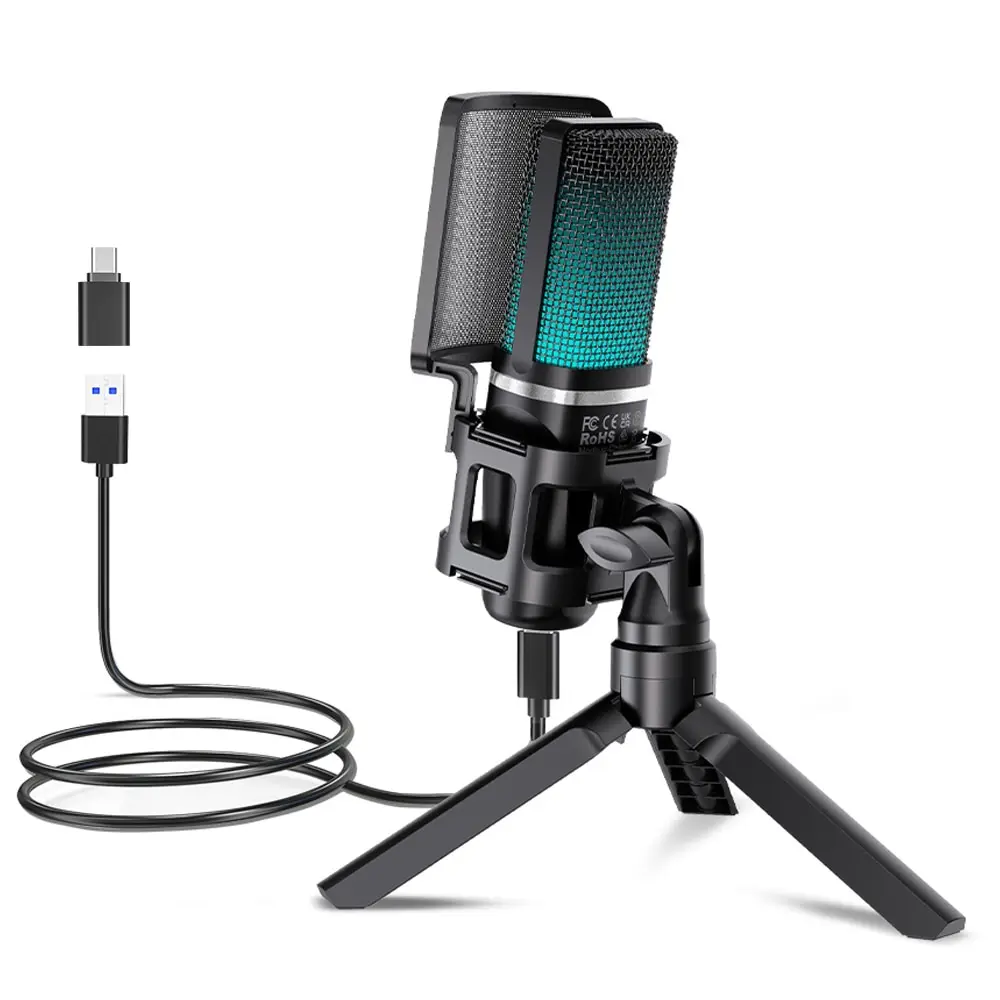 Micrófono De Condensador Usb Para Juegos, Adecuado Para Grabación, Transmisión En Vivo Y Podcasting En Pc, Ps4, Ps5, Mac Y Teléfonos Móviles.