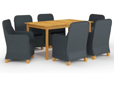 Conjunto 7 de comedor para jardín de VIDAXL gris oscuro