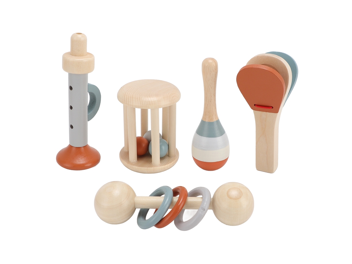 Juego De 5 Instrumentos Musicales De Madera Para Bebés, Juguete De Percusión Educativo.