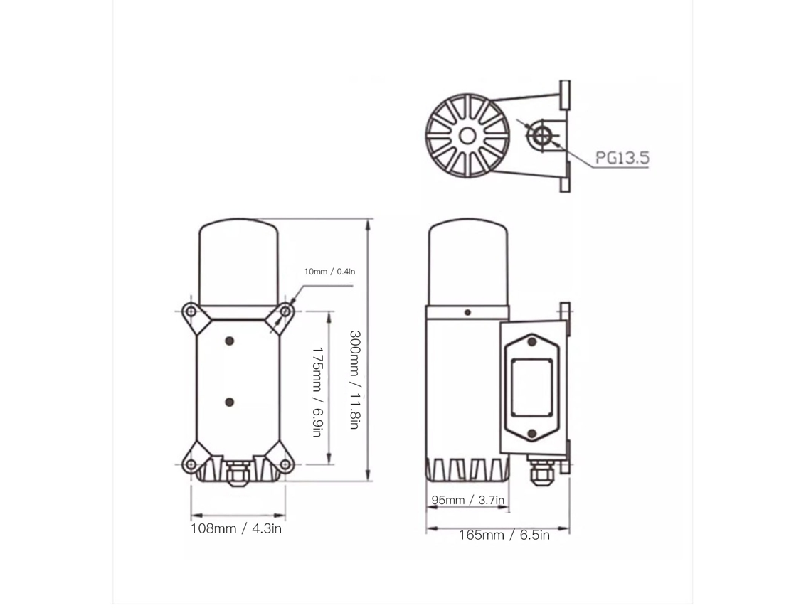 Alarma industrial de alto decibelio con luz, 3 niveles de volumen, para grúas portuarias exteriores, enchufe estadounidense de 110 V